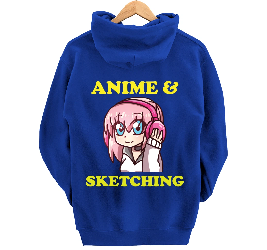 Anime Gift Funny Anime Cute Kawaii Anime and Sketching Pullover Hoodie