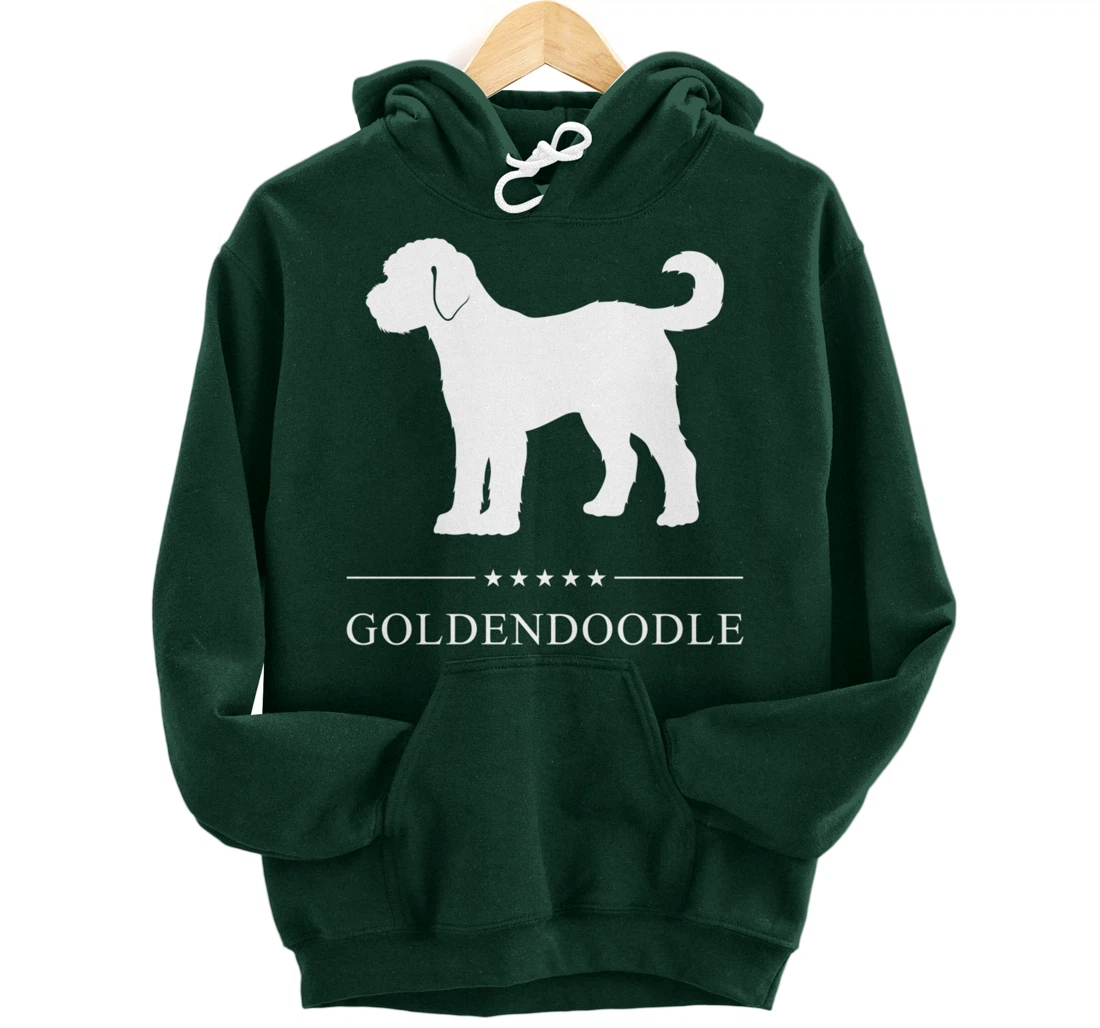 Goldendoodle Dog White Silhouette Pullover Hoodie