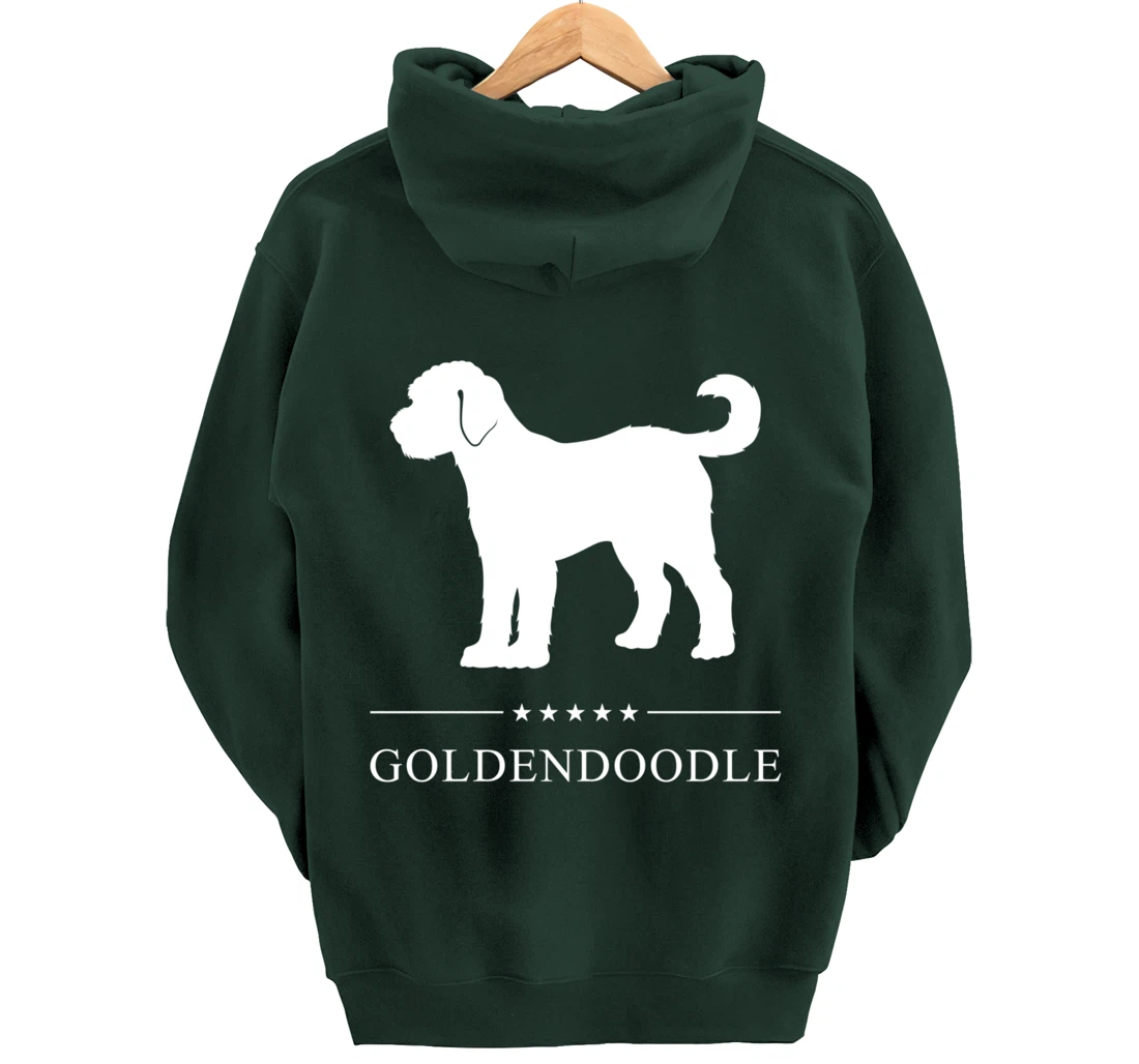 Goldendoodle Dog White Silhouette Pullover Hoodie