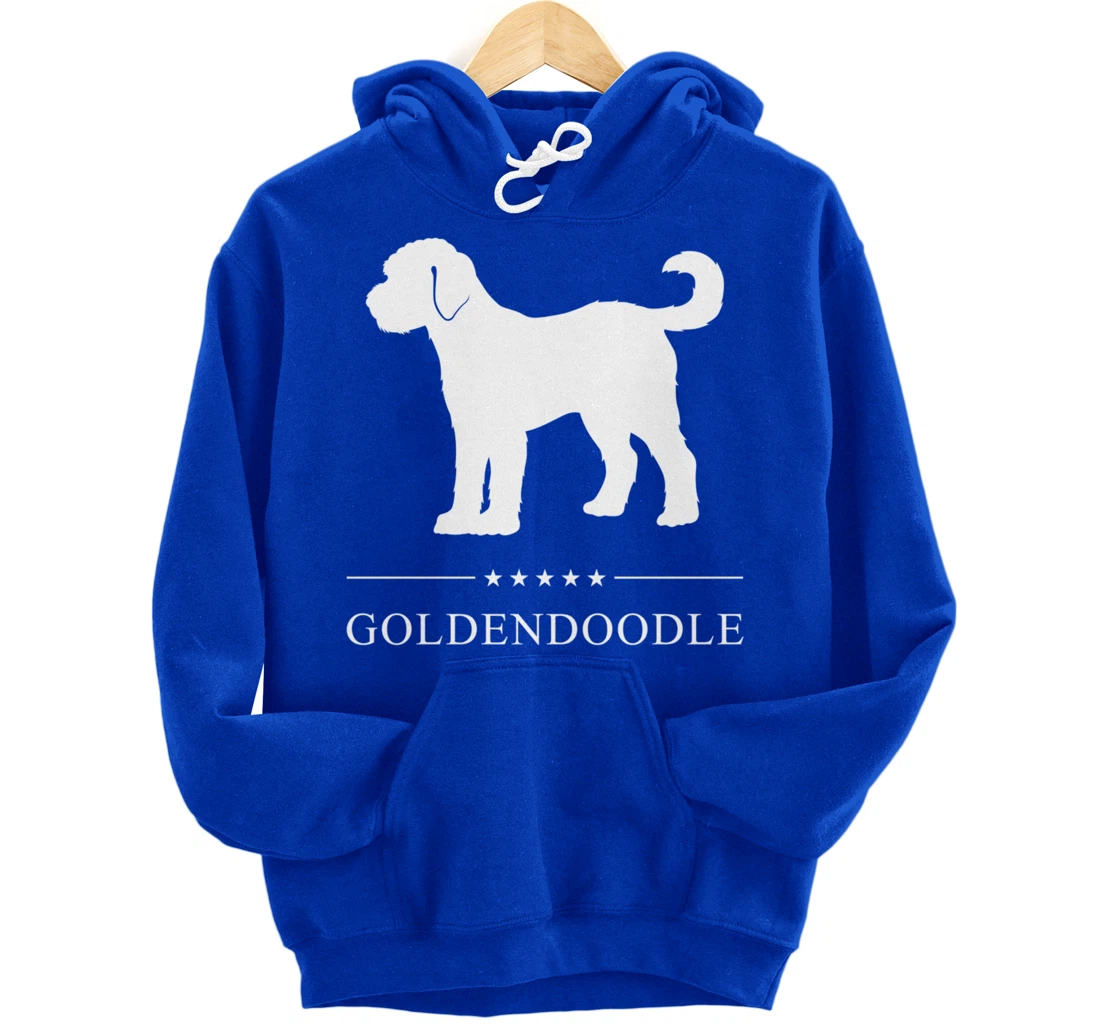 Goldendoodle Dog White Silhouette Pullover Hoodie