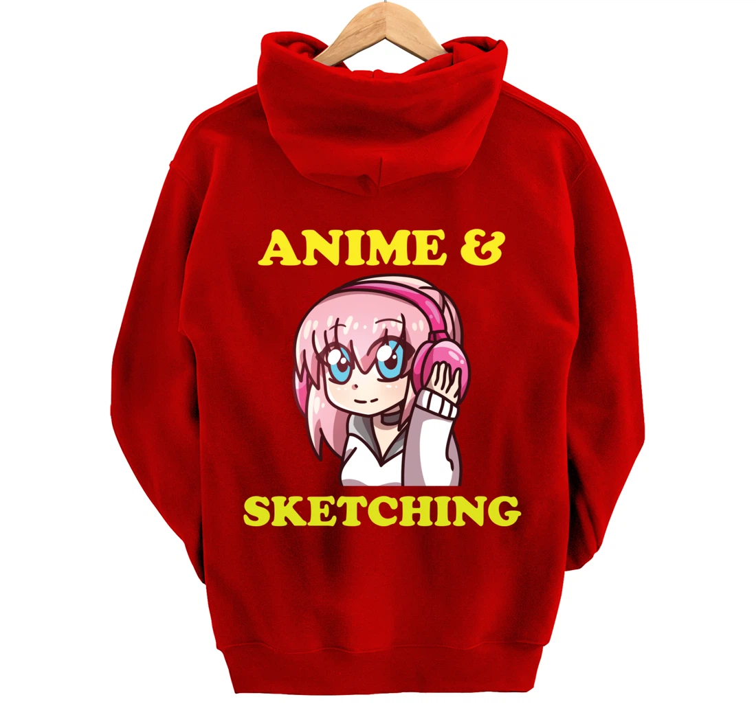 Anime Gift Funny Anime Cute Kawaii Anime and Sketching Pullover Hoodie