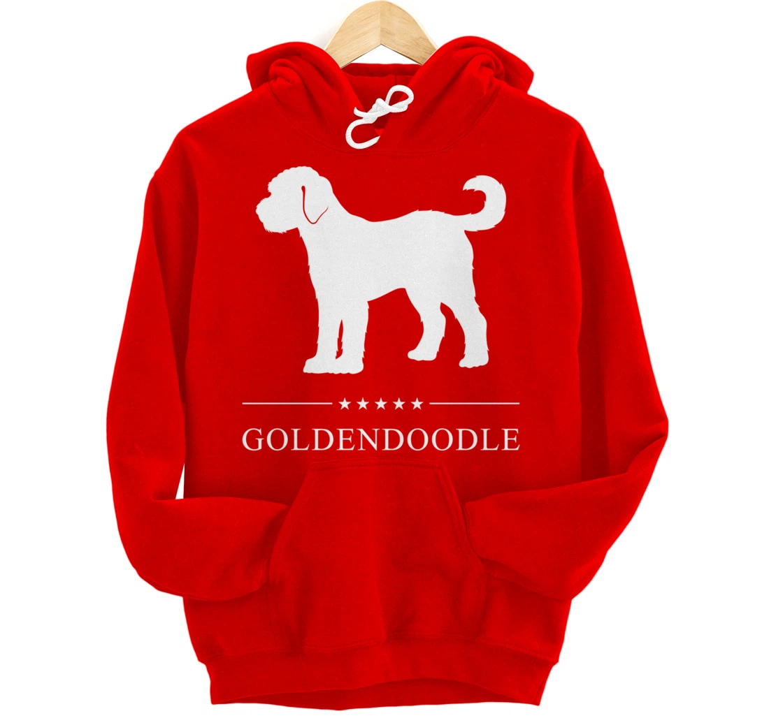 Goldendoodle Dog White Silhouette Pullover Hoodie