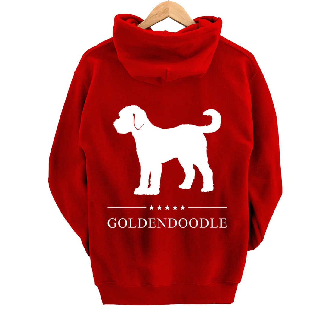 Goldendoodle Dog White Silhouette Pullover Hoodie
