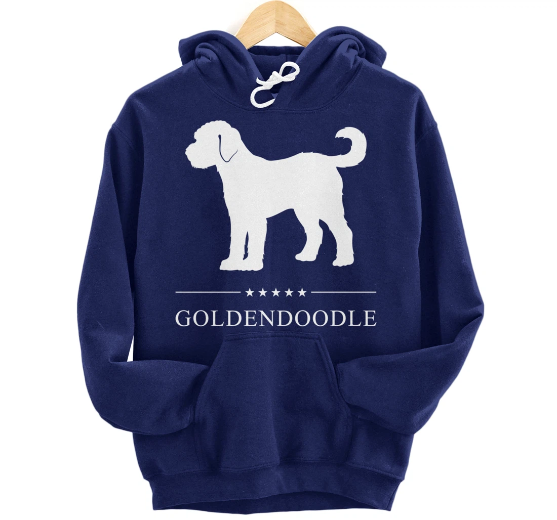 Goldendoodle Dog White Silhouette Pullover Hoodie