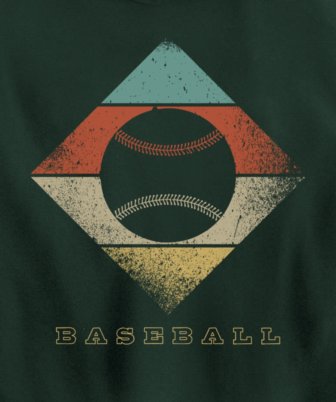 Retro Baseball 1960's 1970's Style Baseball Pullover Hoodie