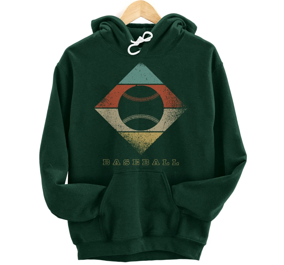 Retro Baseball 1960's 1970's Style Baseball Pullover Hoodie