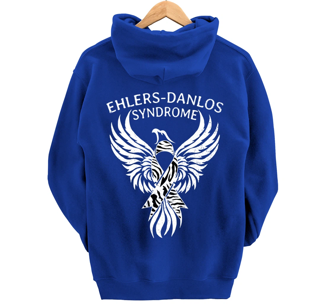 Fighter Ehlers-Danlos Syndrome EDS Awareness Zebra Ribbon Pullover Hoodie