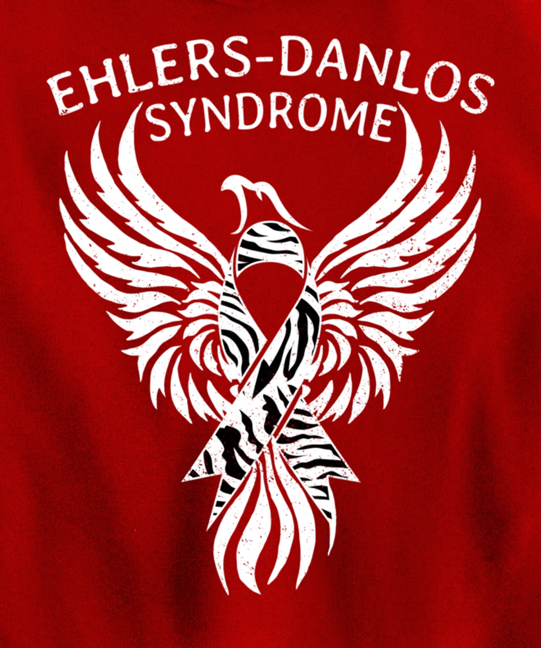 Fighter Ehlers-Danlos Syndrome EDS Awareness Zebra Ribbon Pullover Hoodie