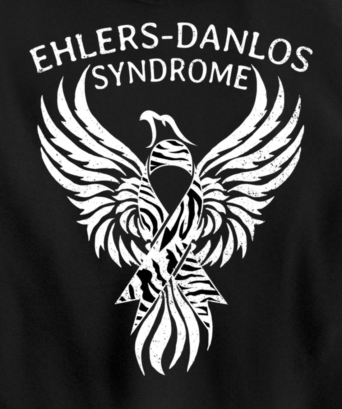 Fighter Ehlers-Danlos Syndrome EDS Awareness Zebra Ribbon Pullover Hoodie