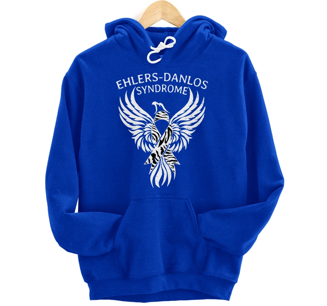Fighter Ehlers-Danlos Syndrome EDS Awareness Zebra Ribbon Pullover Hoodie