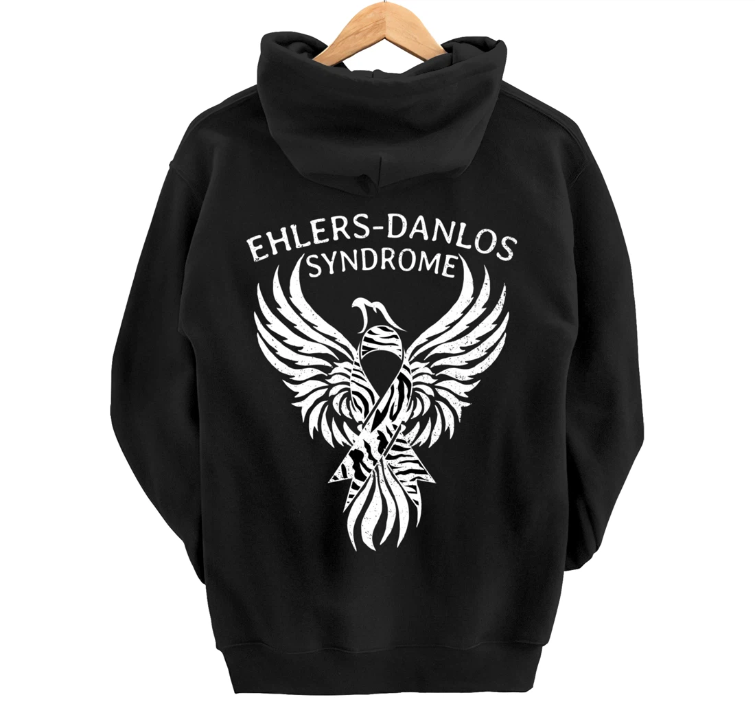 Fighter Ehlers-Danlos Syndrome EDS Awareness Zebra Ribbon Pullover Hoodie