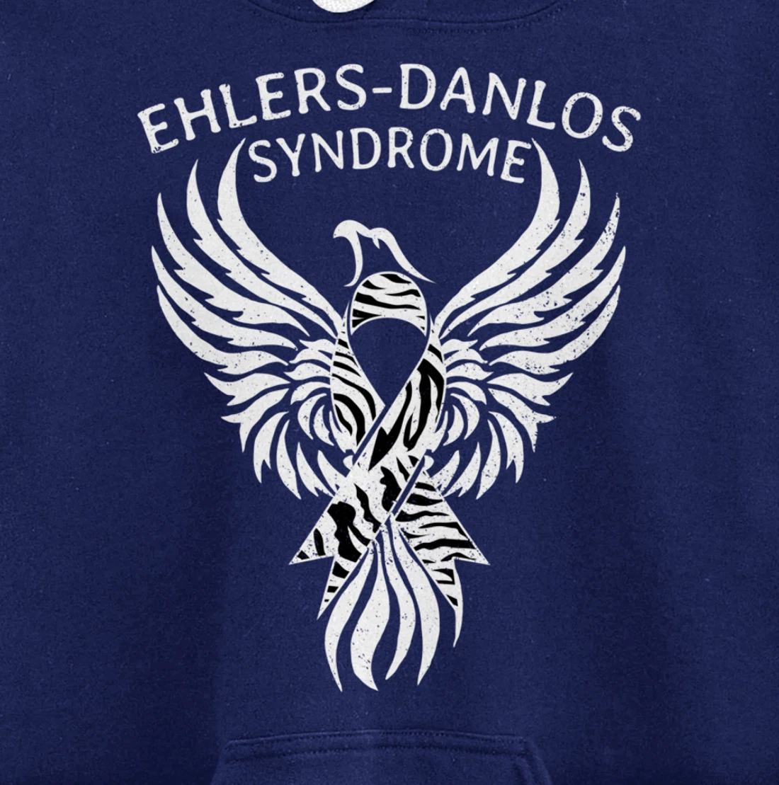 Fighter Ehlers-Danlos Syndrome EDS Awareness Zebra Ribbon Pullover Hoodie