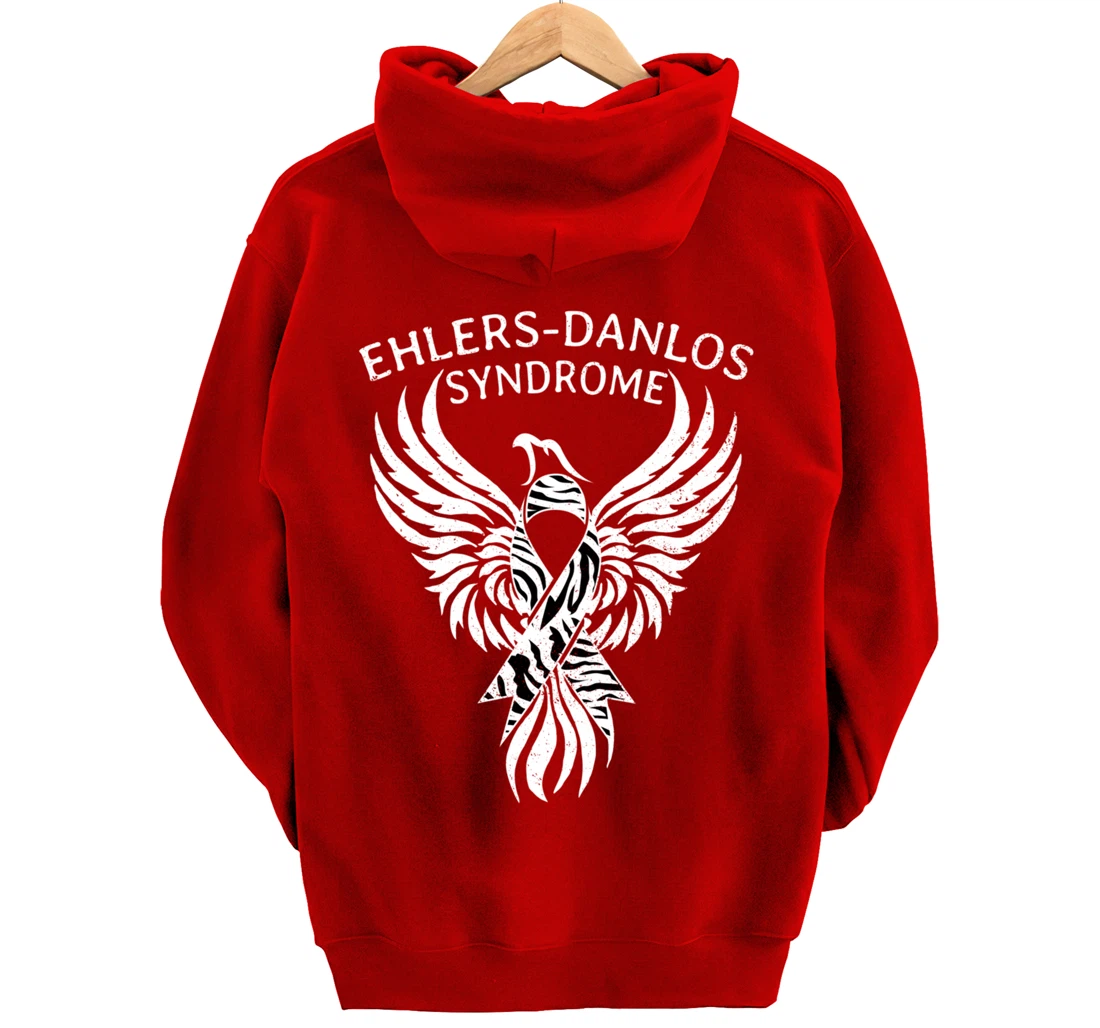 Fighter Ehlers-Danlos Syndrome EDS Awareness Zebra Ribbon Pullover Hoodie