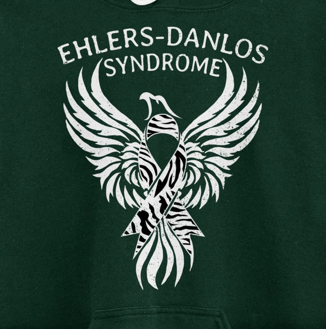 Fighter Ehlers-Danlos Syndrome EDS Awareness Zebra Ribbon Pullover Hoodie