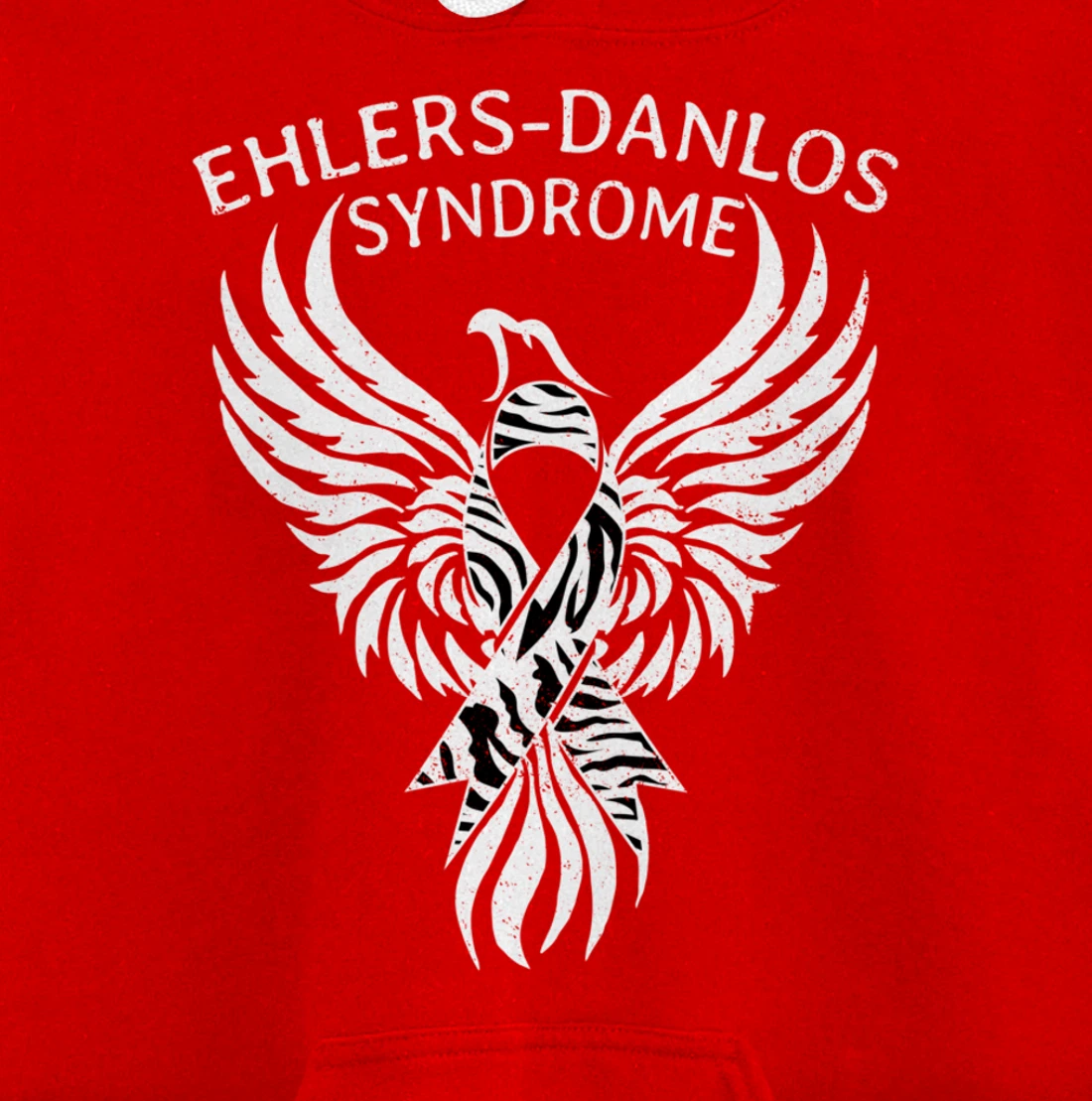 Fighter Ehlers-Danlos Syndrome EDS Awareness Zebra Ribbon Pullover Hoodie