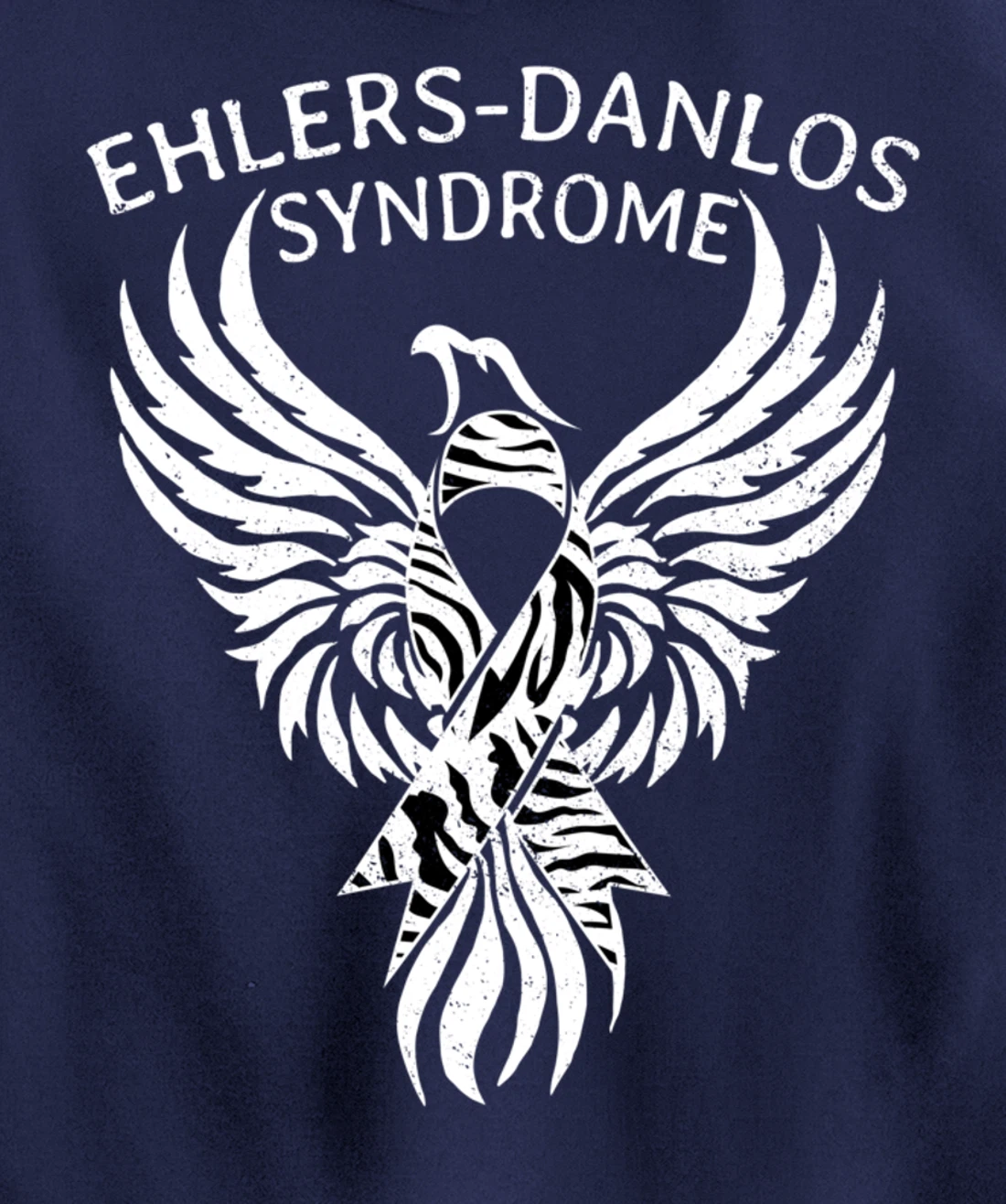 Fighter Ehlers-Danlos Syndrome EDS Awareness Zebra Ribbon Pullover Hoodie