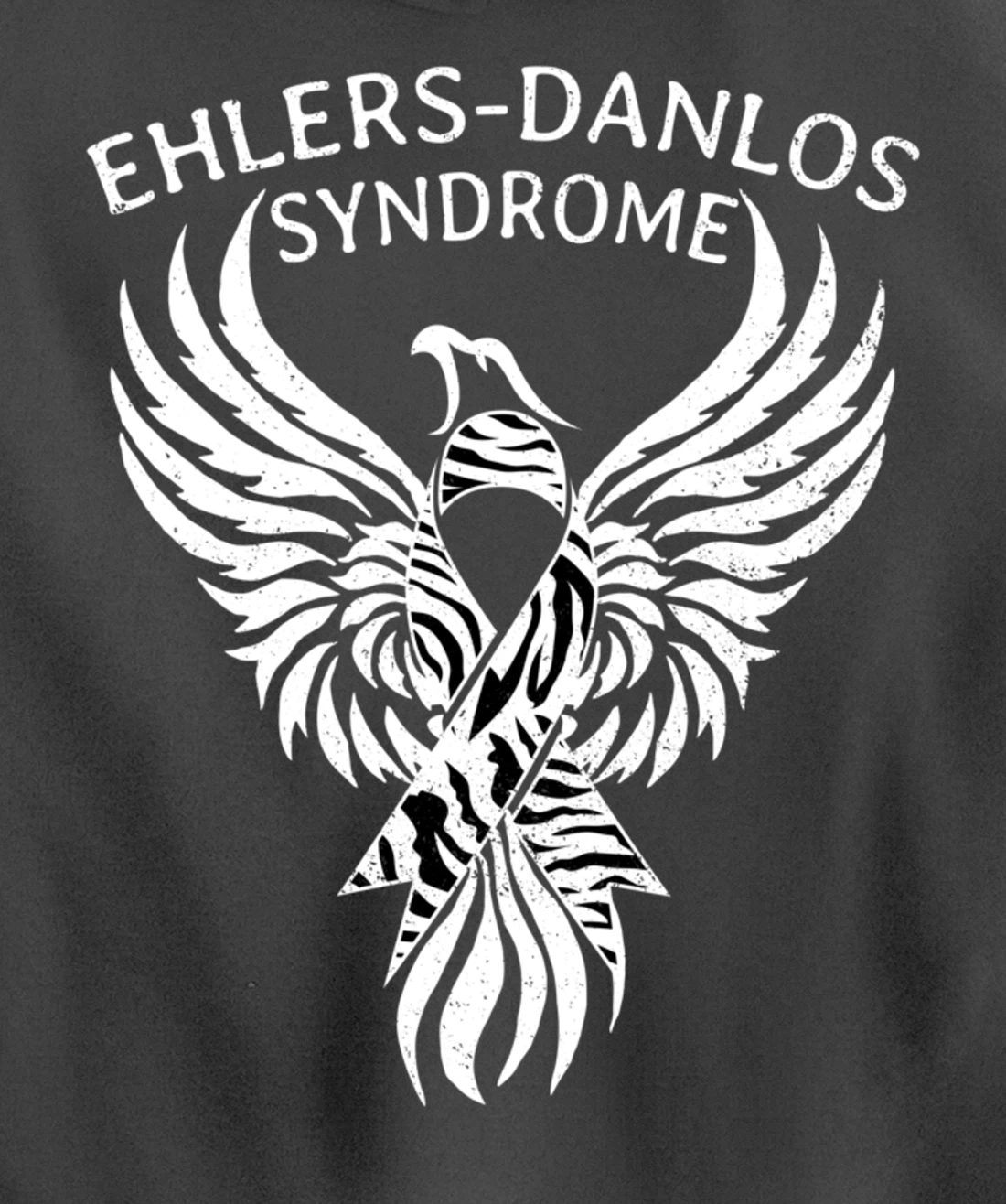 Fighter Ehlers-Danlos Syndrome EDS Awareness Zebra Ribbon Pullover Hoodie