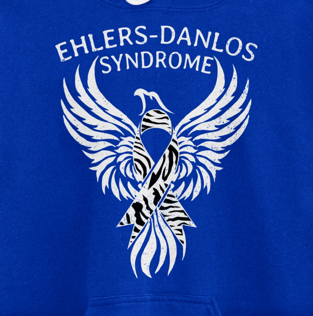 Fighter Ehlers-Danlos Syndrome EDS Awareness Zebra Ribbon Pullover Hoodie