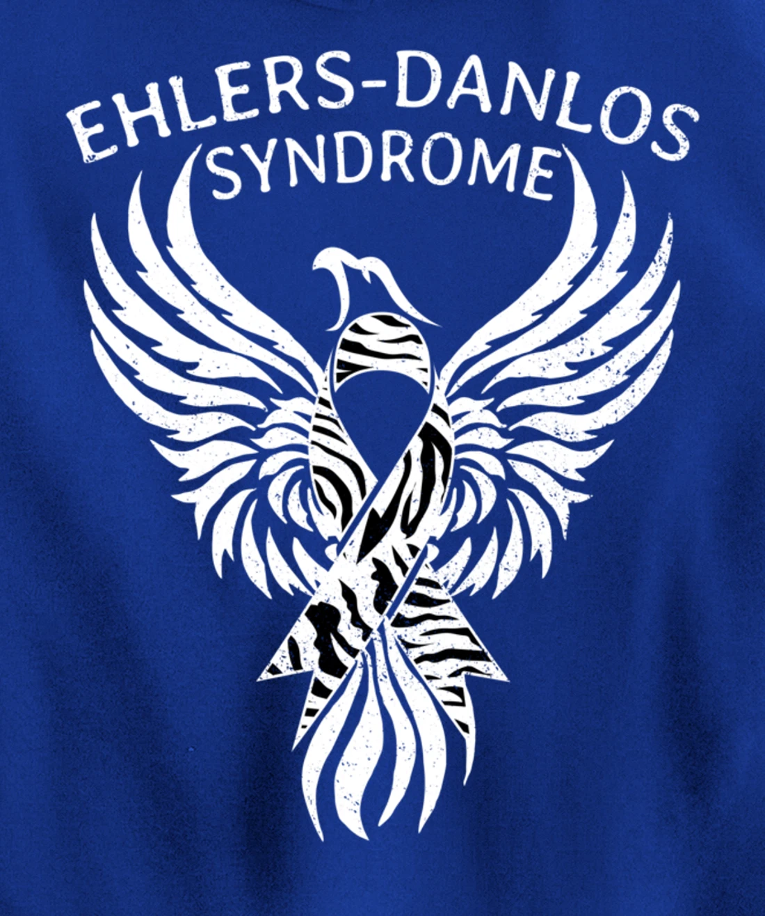 Fighter Ehlers-Danlos Syndrome EDS Awareness Zebra Ribbon Pullover Hoodie