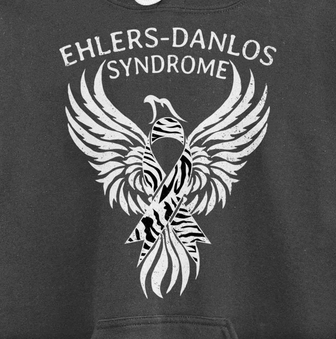 Fighter Ehlers-Danlos Syndrome EDS Awareness Zebra Ribbon Pullover Hoodie