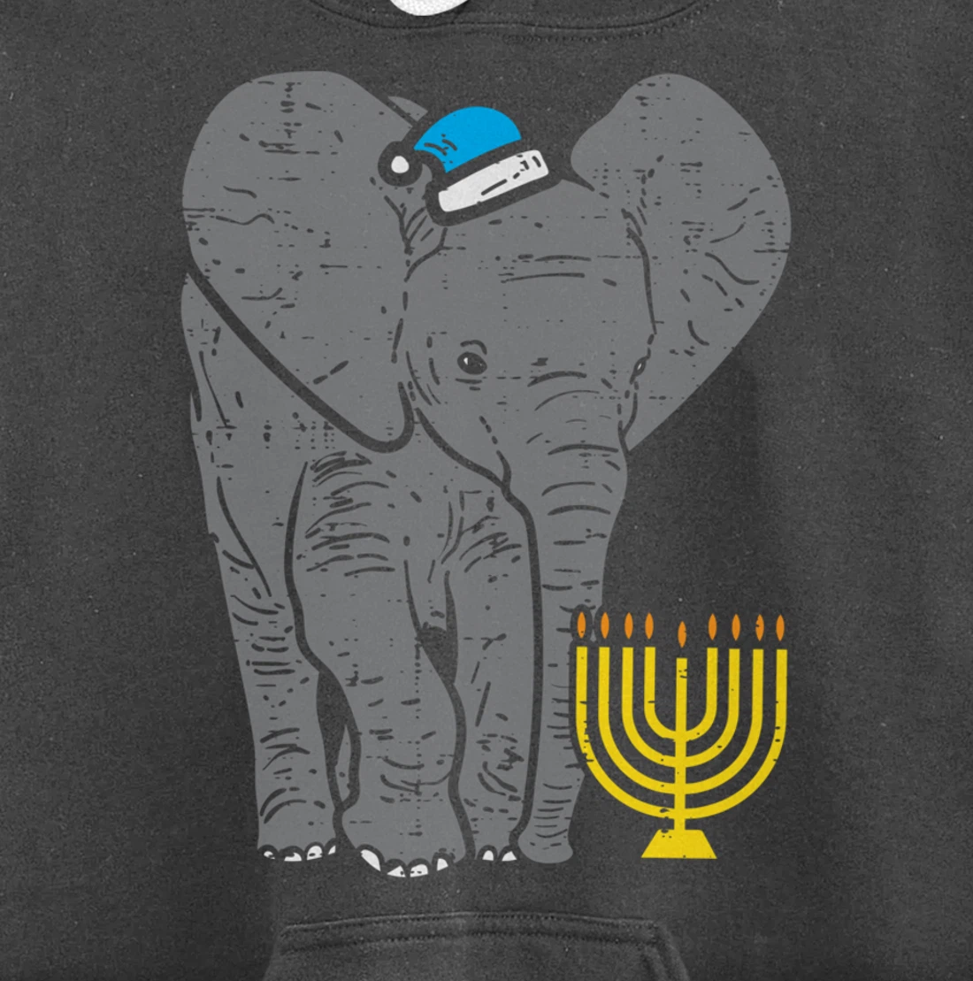 Jewish Elephant Menorah Hanukkah Chanukah Animal Lover Gift Pullover Hoodie