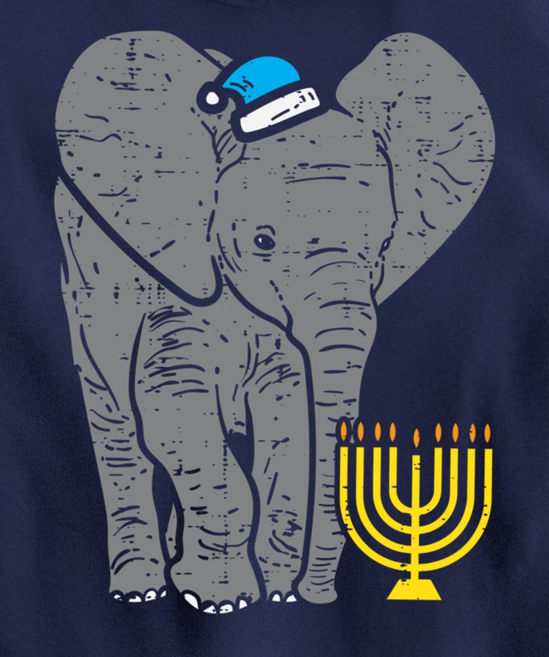 Jewish Elephant Menorah Hanukkah Chanukah Animal Lover Gift Pullover Hoodie