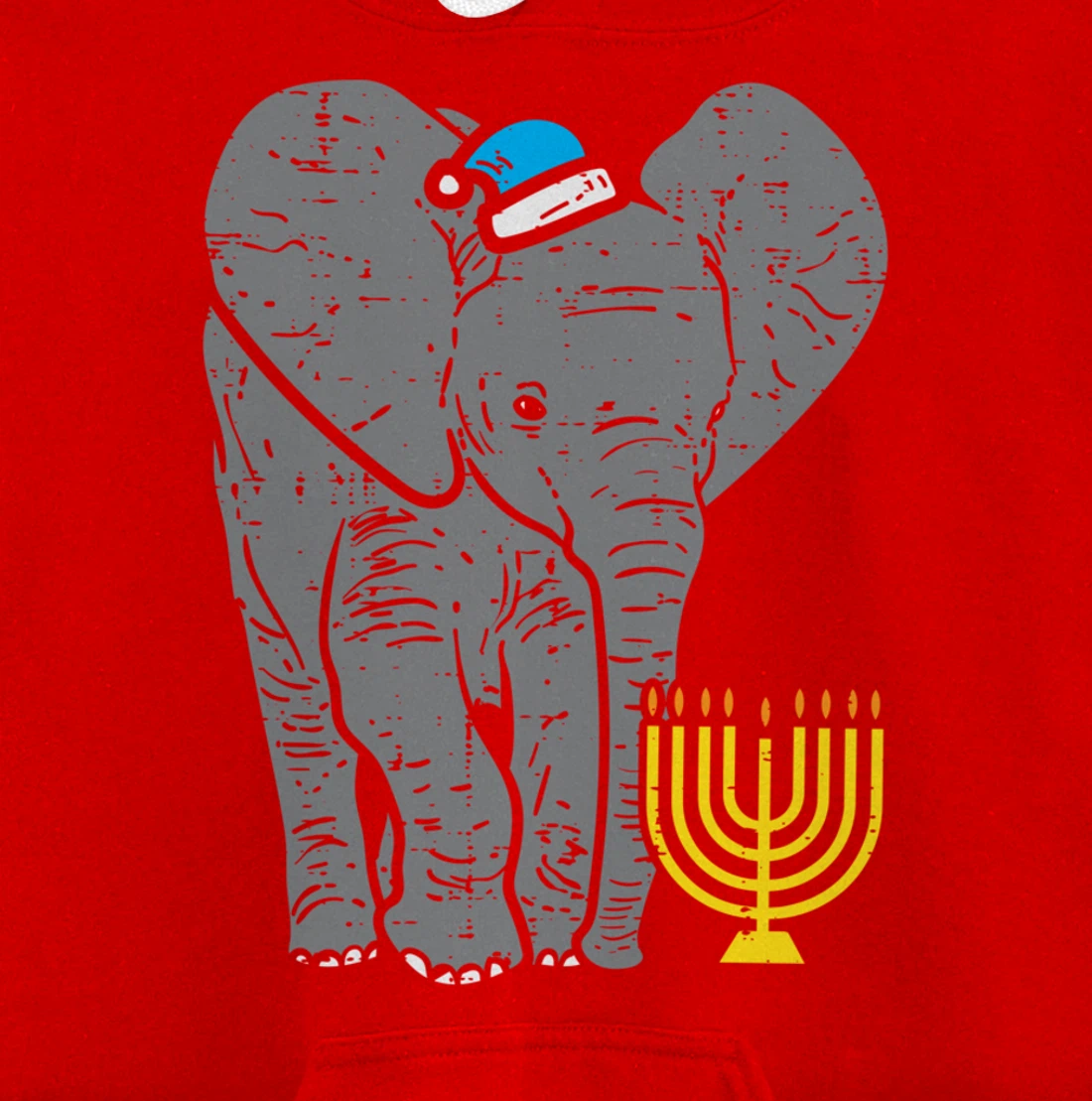 Jewish Elephant Menorah Hanukkah Chanukah Animal Lover Gift Pullover Hoodie