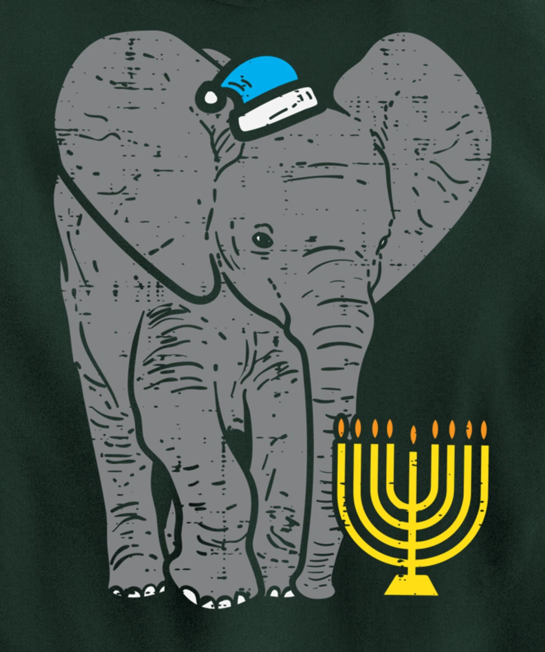 Jewish Elephant Menorah Hanukkah Chanukah Animal Lover Gift Pullover Hoodie