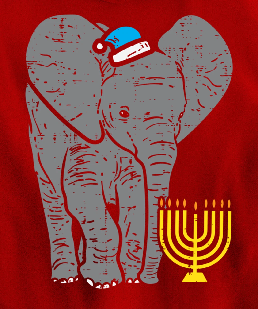 Jewish Elephant Menorah Hanukkah Chanukah Animal Lover Gift Pullover Hoodie
