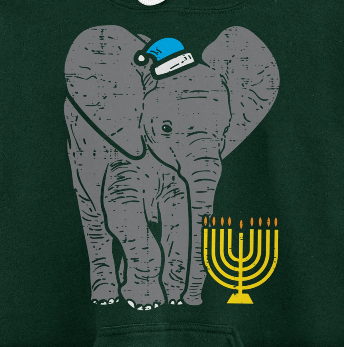 Jewish Elephant Menorah Hanukkah Chanukah Animal Lover Gift Pullover Hoodie
