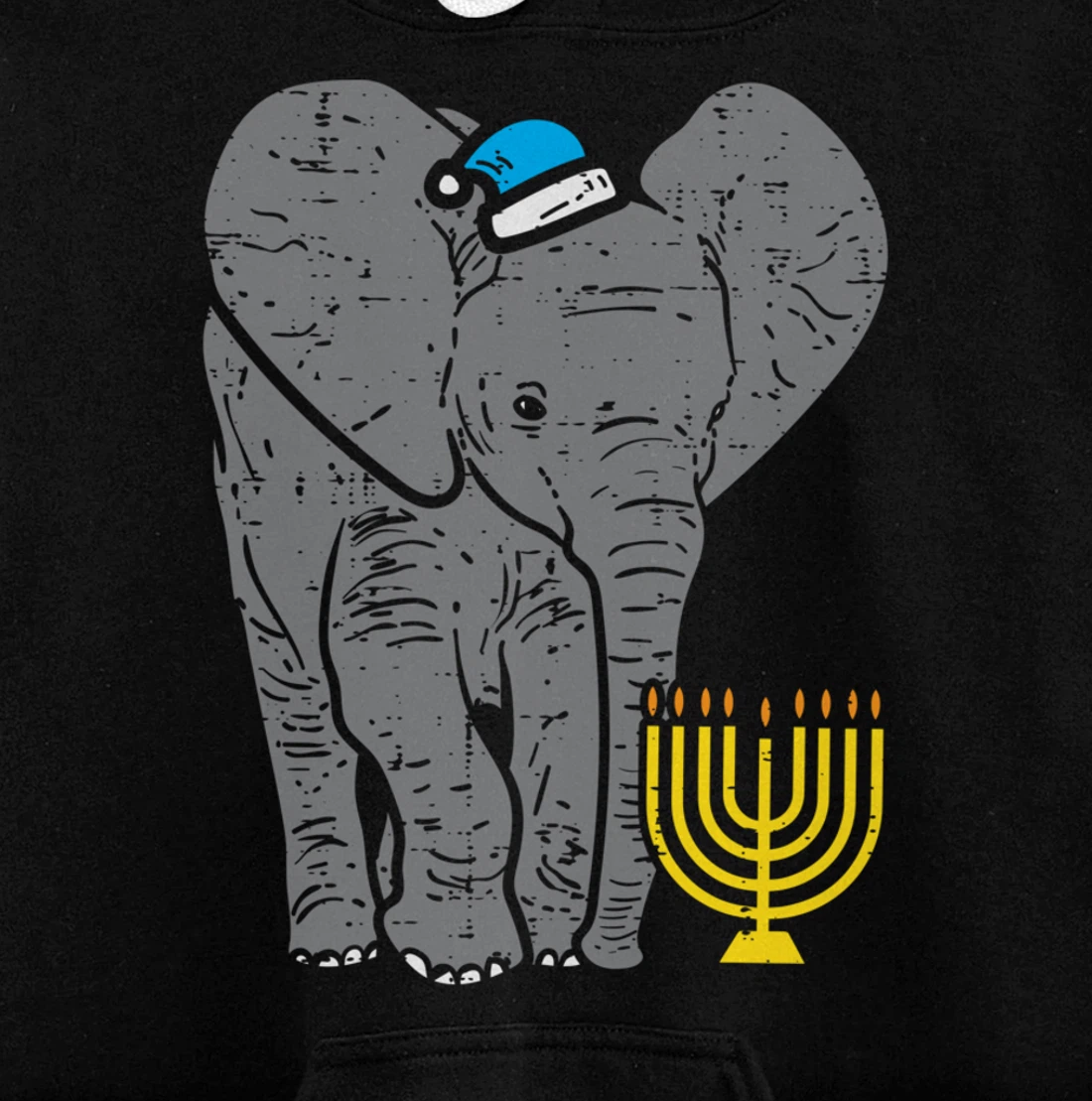 Jewish Elephant Menorah Hanukkah Chanukah Animal Lover Gift Pullover Hoodie