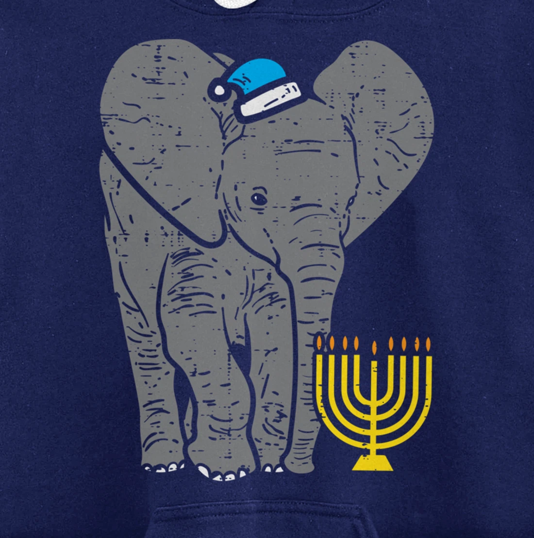 Jewish Elephant Menorah Hanukkah Chanukah Animal Lover Gift Pullover Hoodie