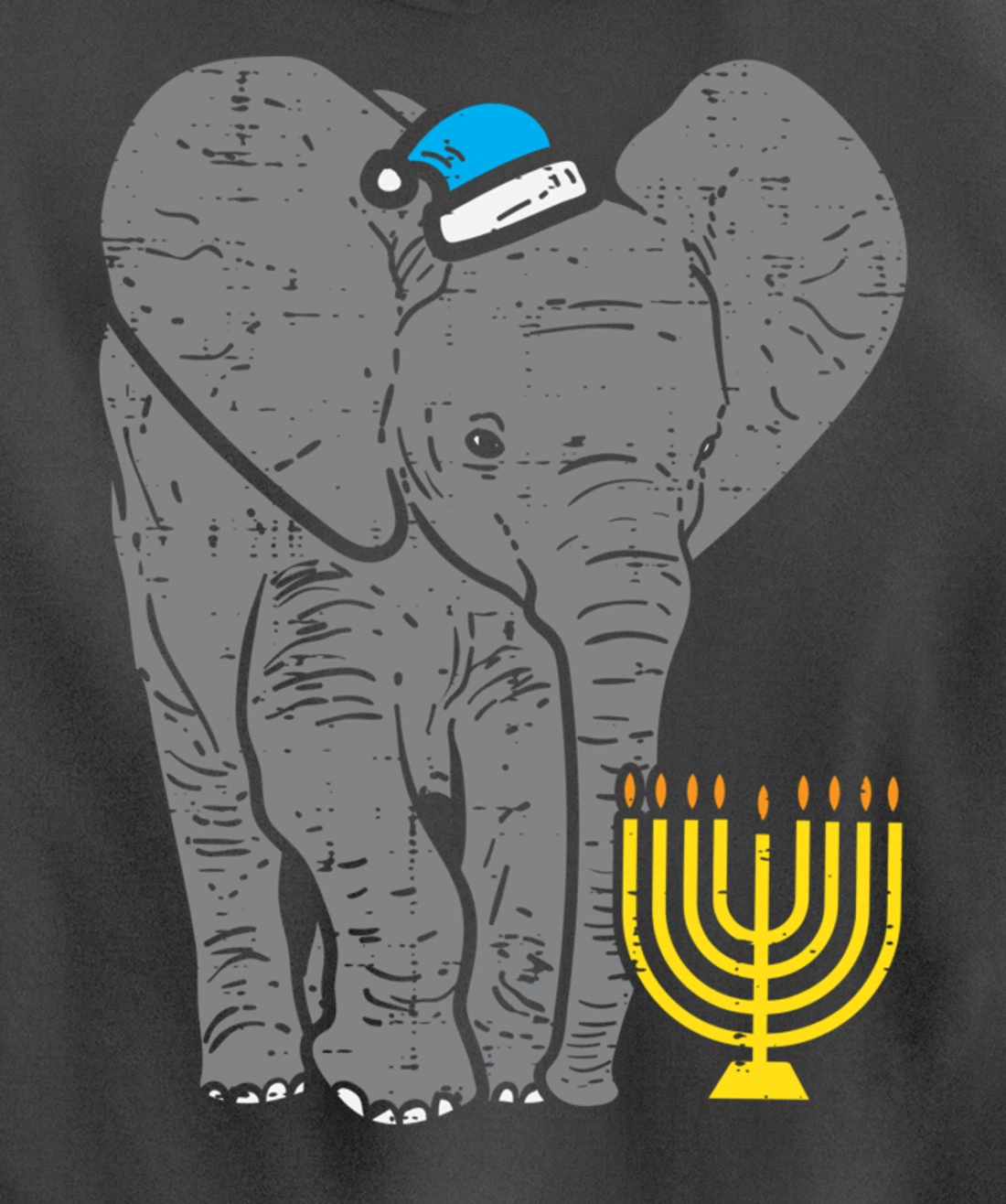 Jewish Elephant Menorah Hanukkah Chanukah Animal Lover Gift Pullover Hoodie