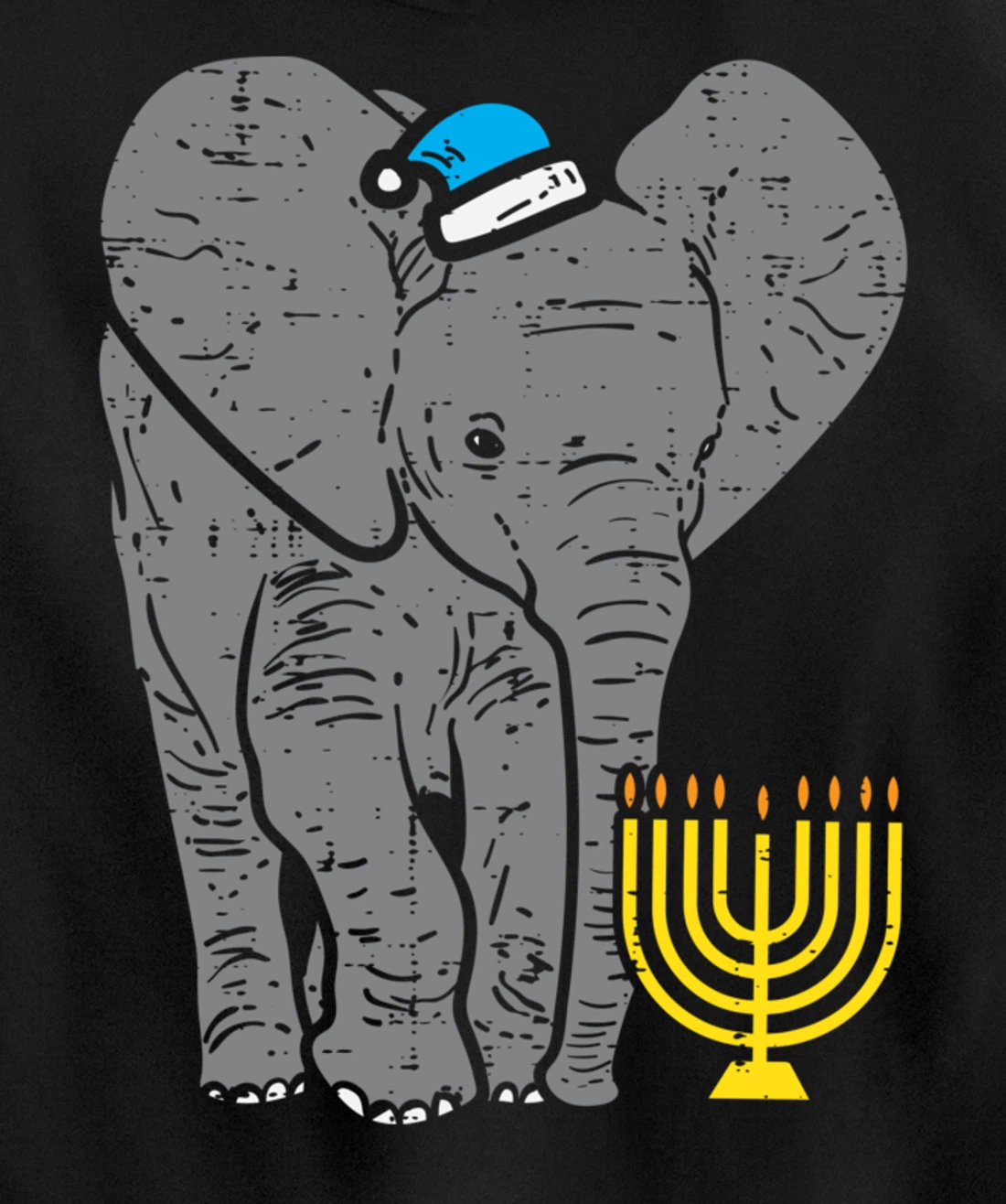 Jewish Elephant Menorah Hanukkah Chanukah Animal Lover Gift Pullover Hoodie