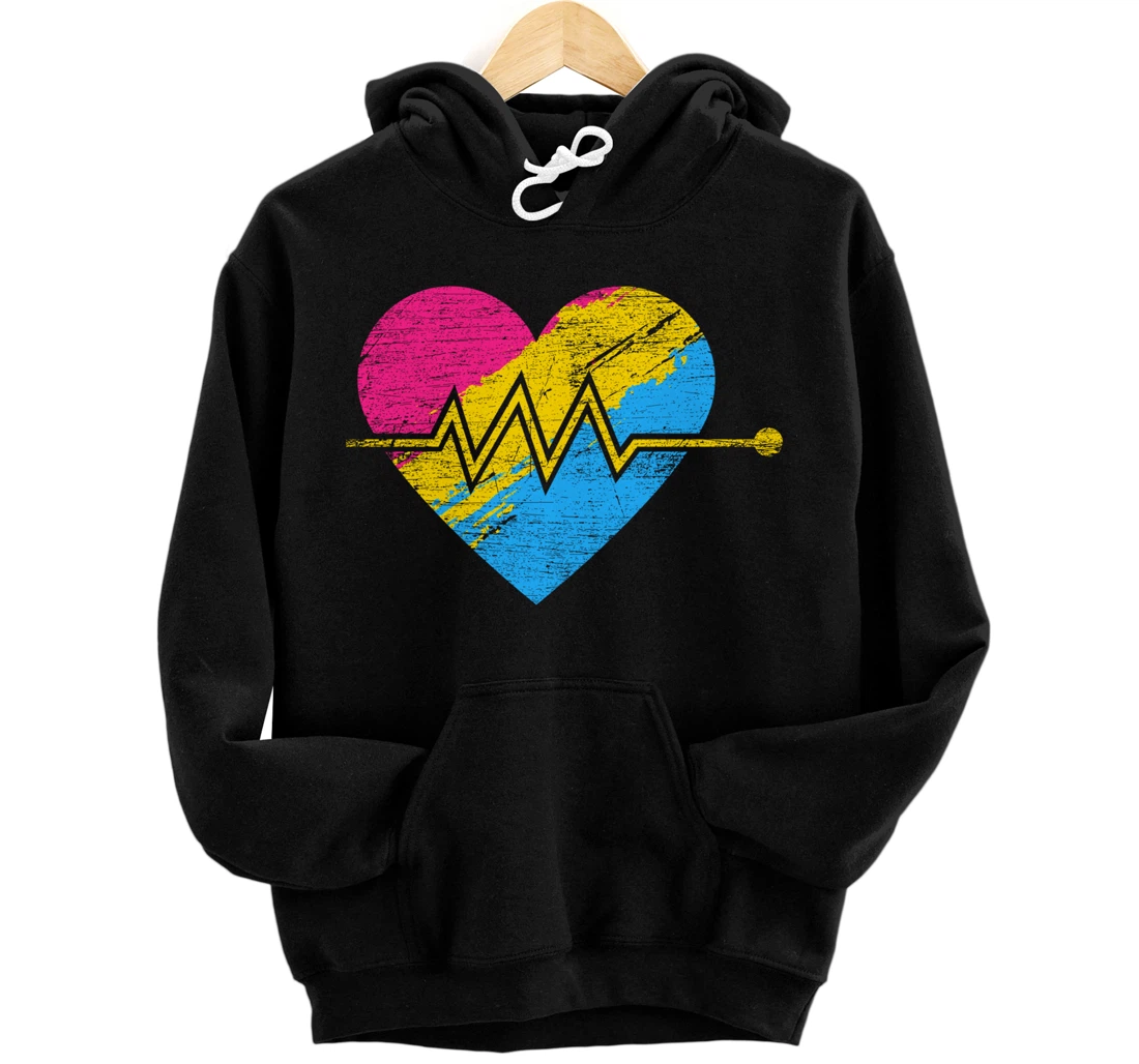 Heartbeat Pansexuality Pride Flag LGBTQ Pansexual Pullover Hoodie