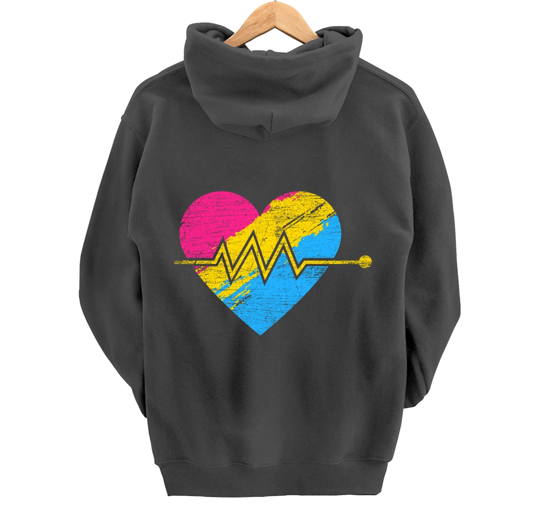 Heartbeat Pansexuality Pride Flag LGBTQ Pansexual Pullover Hoodie