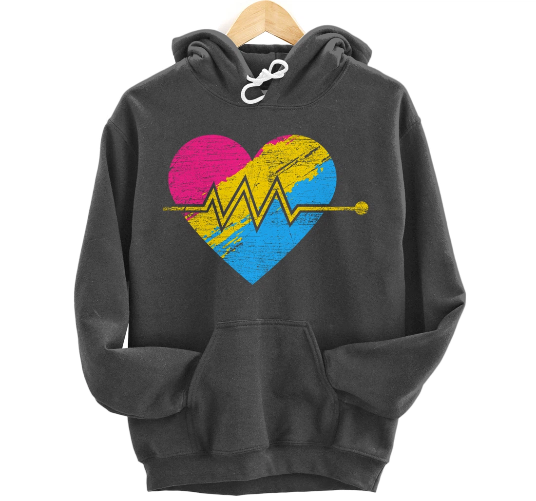 Heartbeat Pansexuality Pride Flag LGBTQ Pansexual Pullover Hoodie