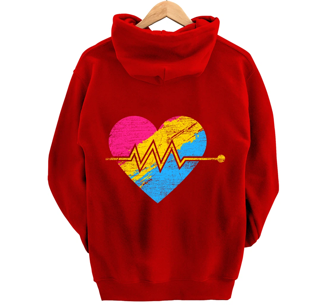 Heartbeat Pansexuality Pride Flag LGBTQ Pansexual Pullover Hoodie