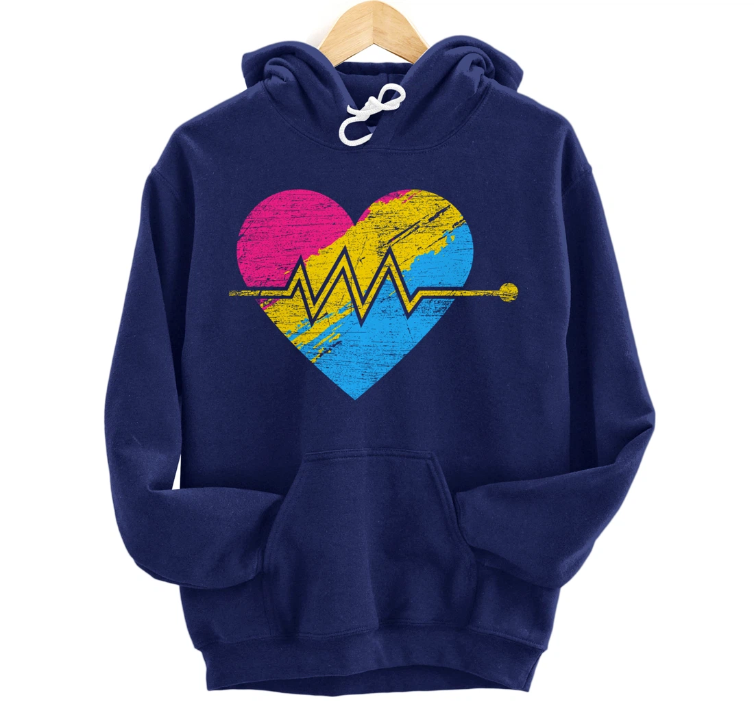Heartbeat Pansexuality Pride Flag LGBTQ Pansexual Pullover Hoodie