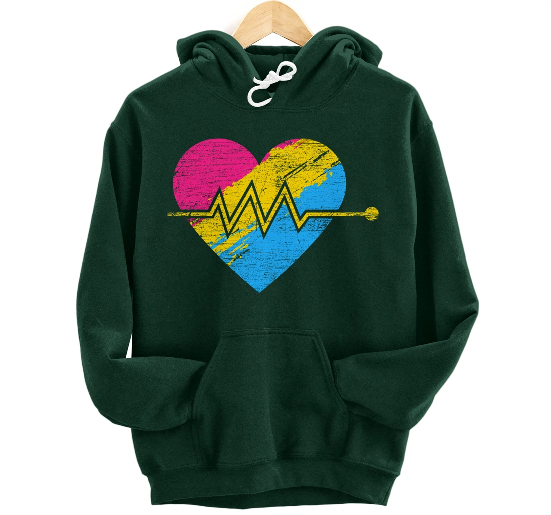 Heartbeat Pansexuality Pride Flag LGBTQ Pansexual Pullover Hoodie