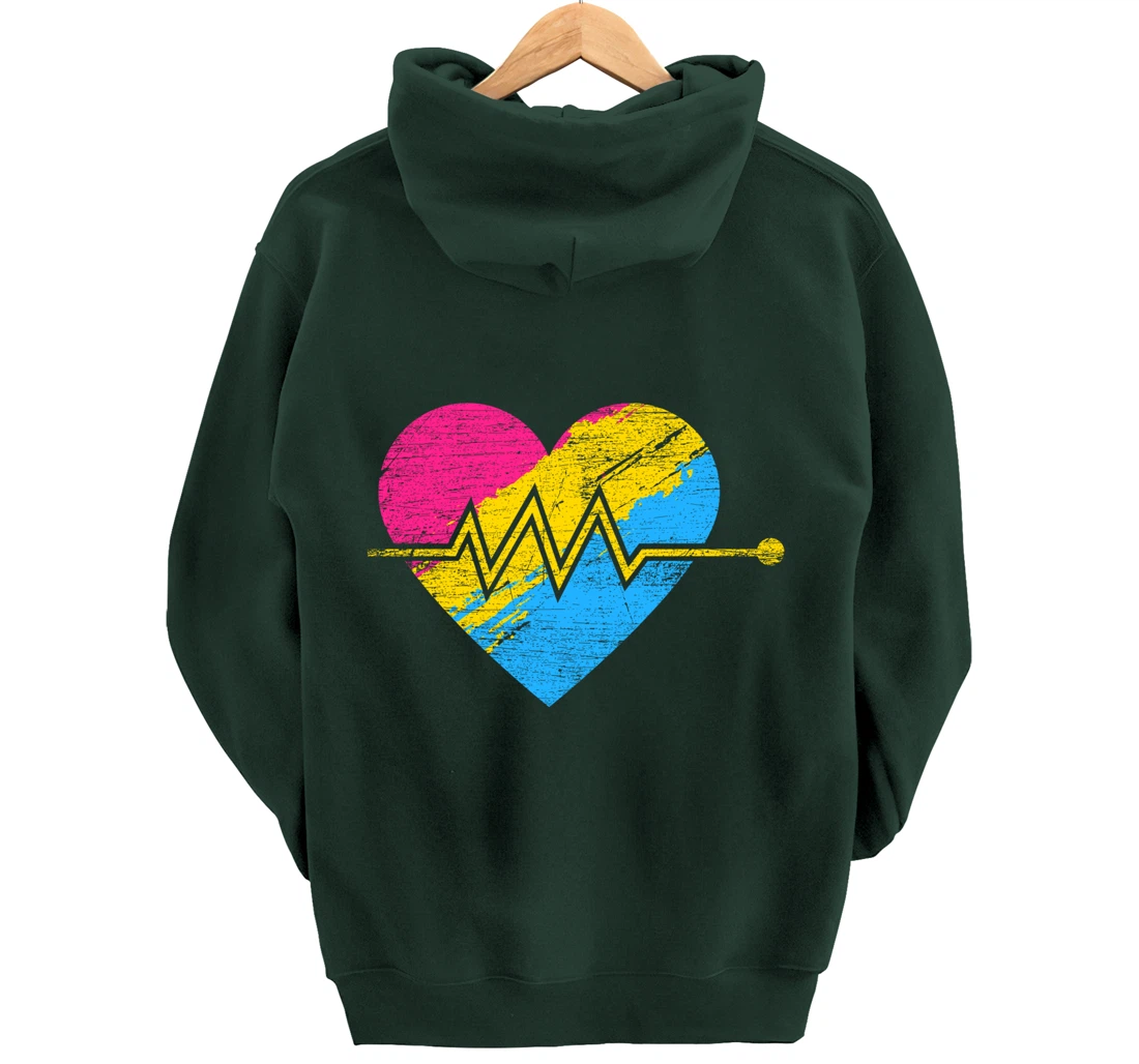 Heartbeat Pansexuality Pride Flag LGBTQ Pansexual Pullover Hoodie