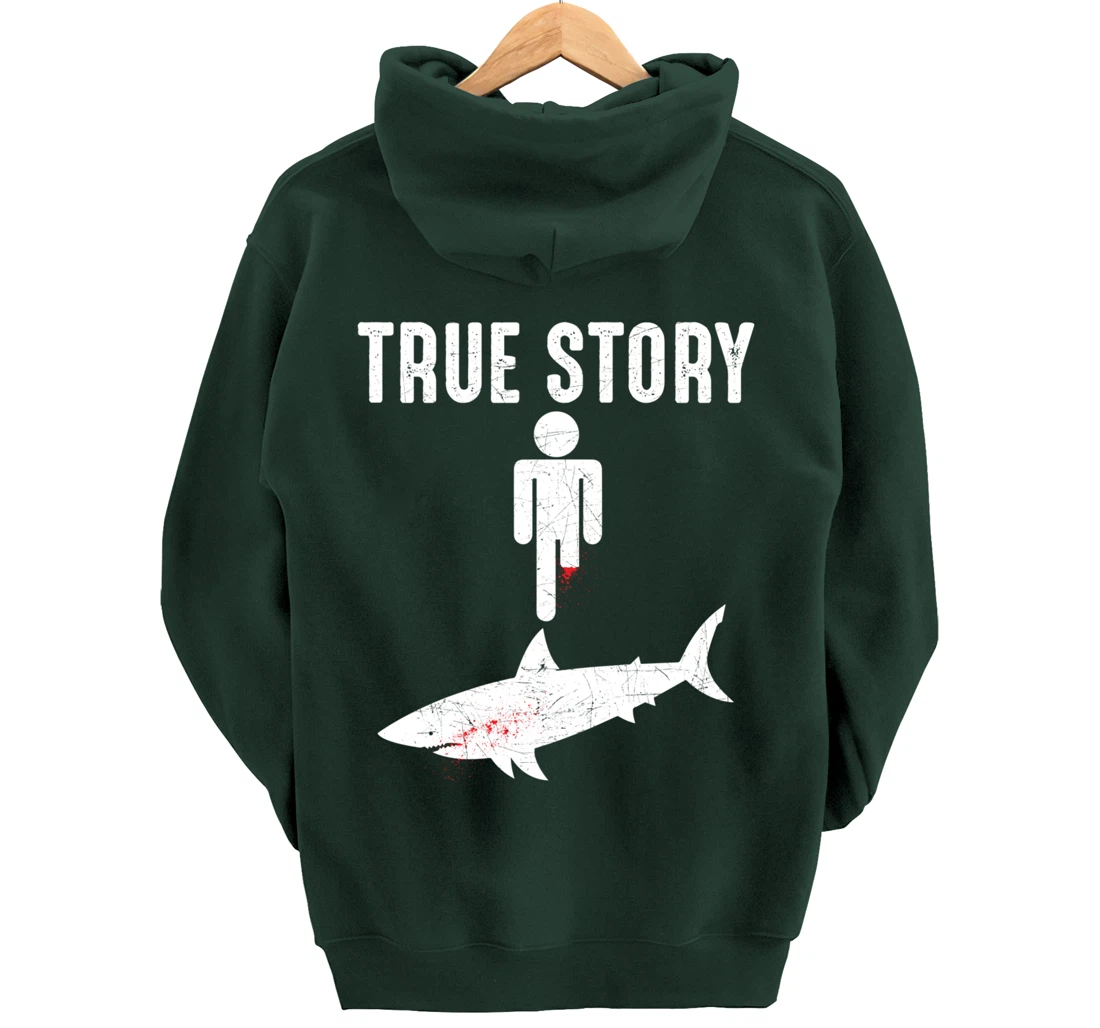 True Story: Shark Bit The Man's Leg Funny Leg Amputee Pullover Hoodie