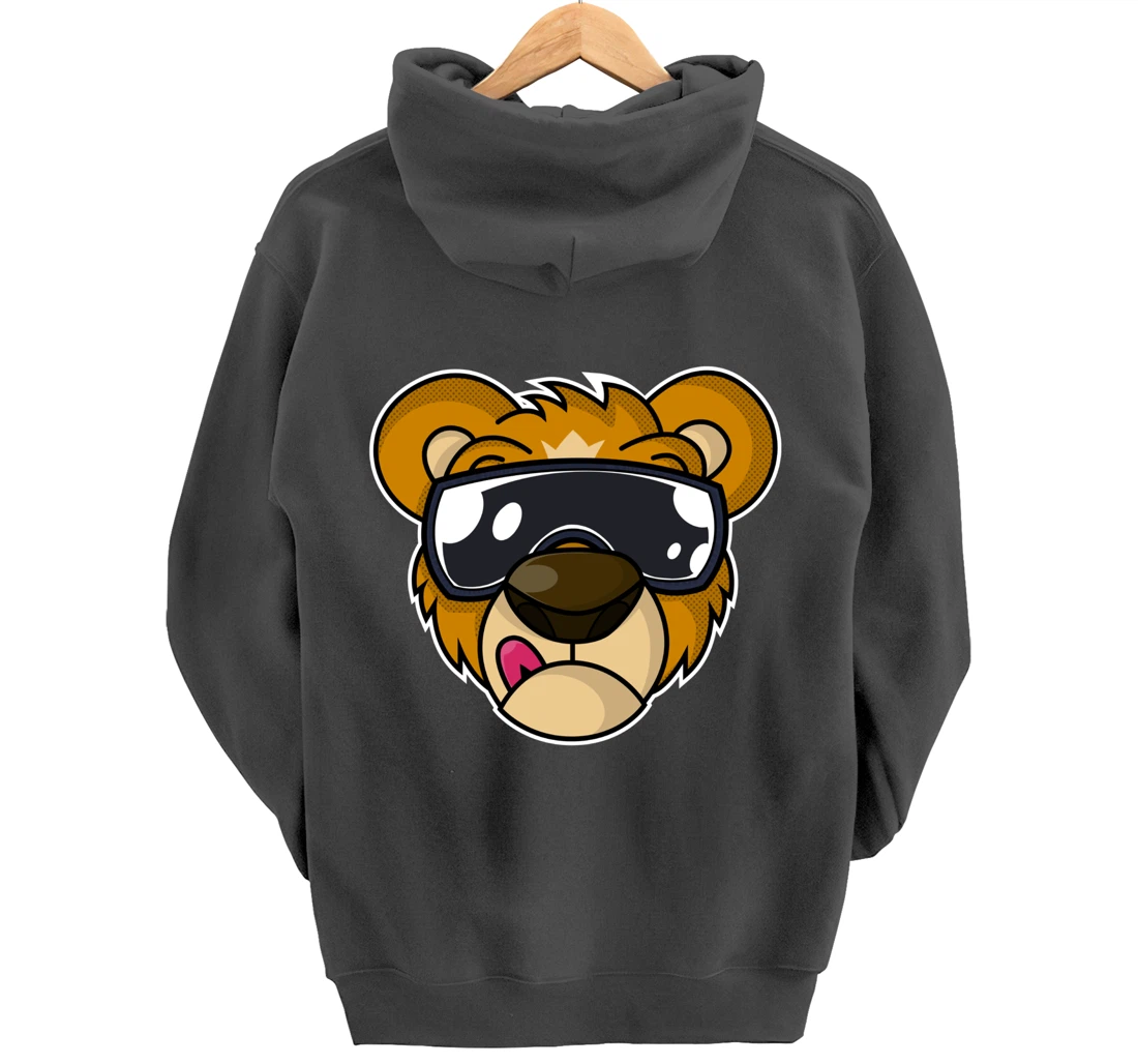 Cool Teddy Bear with Tongue Out Pullover Hoodie