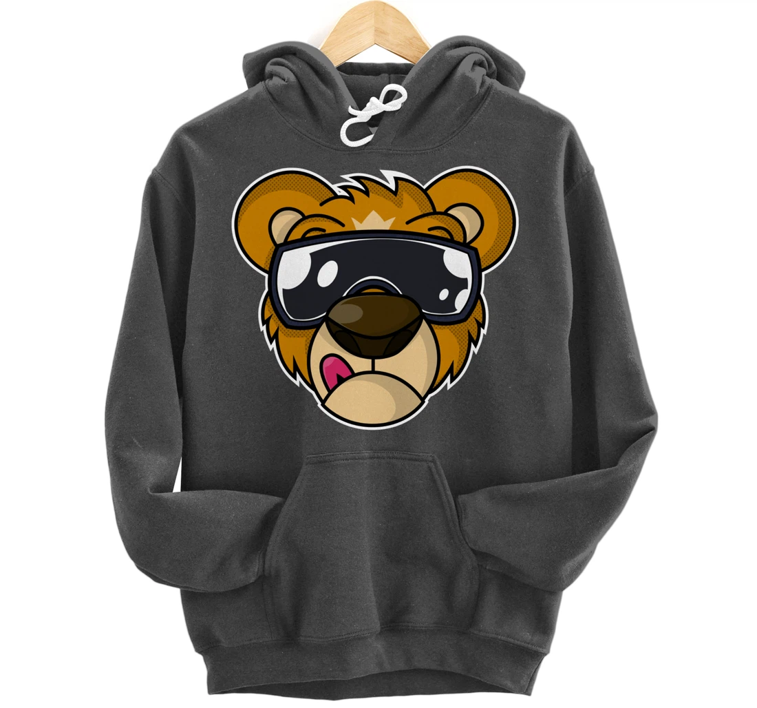 Cool Teddy Bear with Tongue Out Pullover Hoodie