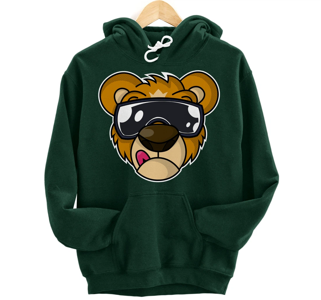 Cool Teddy Bear with Tongue Out Pullover Hoodie