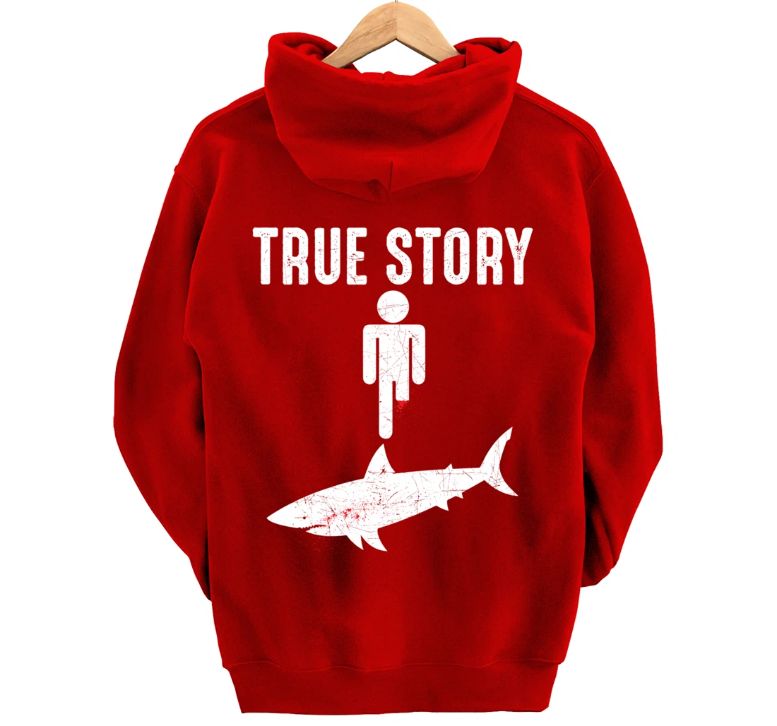True Story: Shark Bit The Man's Leg Funny Leg Amputee Pullover Hoodie