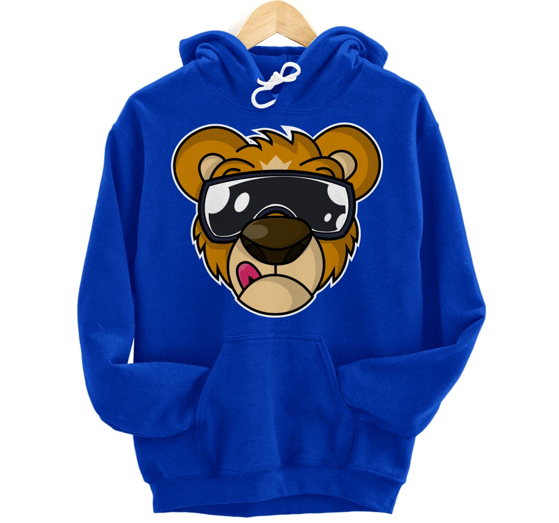 Cool Teddy Bear with Tongue Out Pullover Hoodie