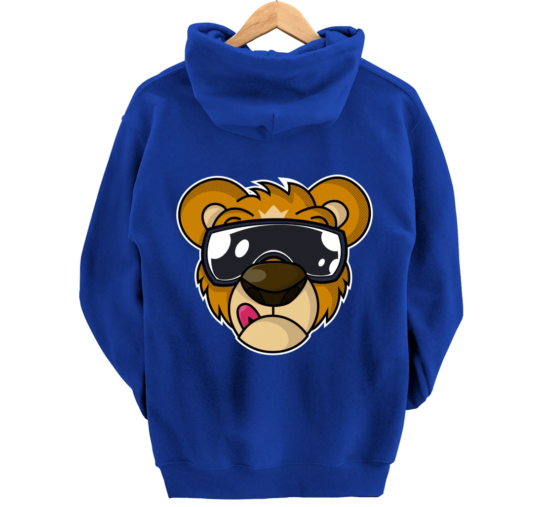 Cool Teddy Bear with Tongue Out Pullover Hoodie
