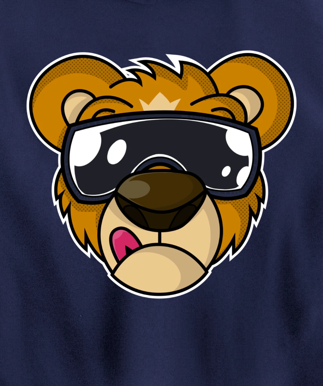 Cool Teddy Bear with Tongue Out Pullover Hoodie