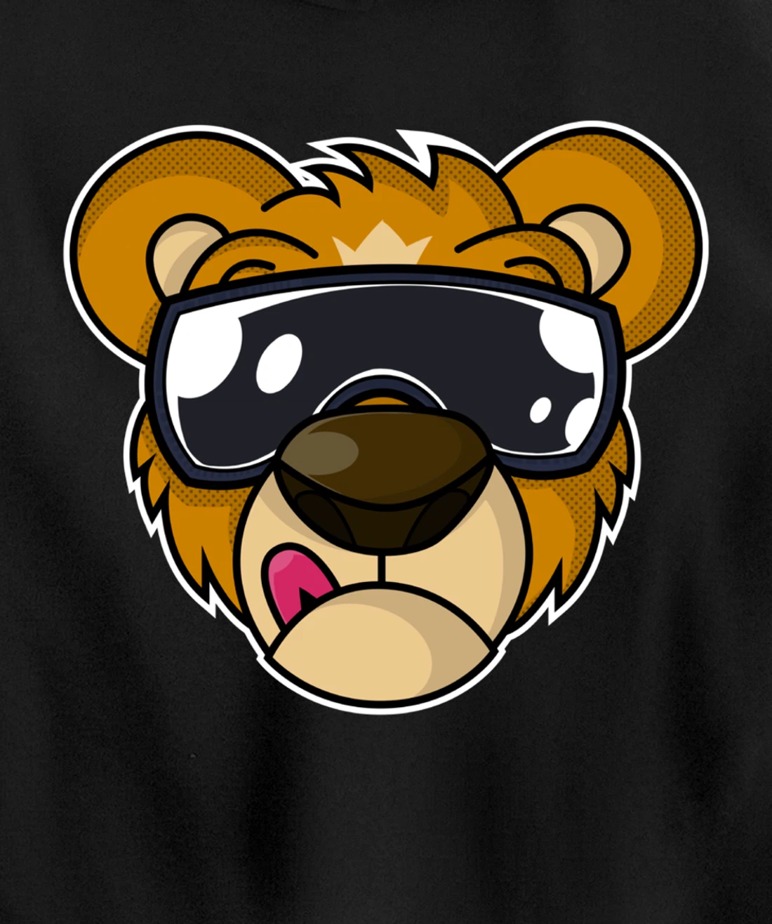 Cool Teddy Bear with Tongue Out Pullover Hoodie
